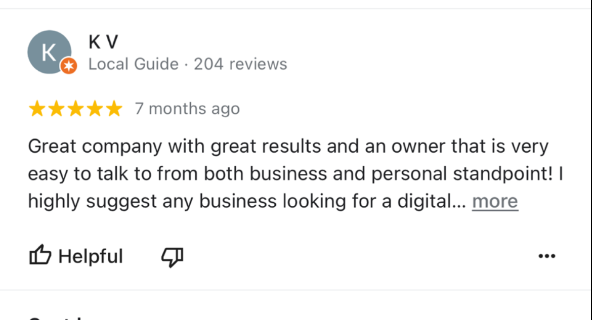 Kyle Vocaturo Google Review for Siege Digital Marketing